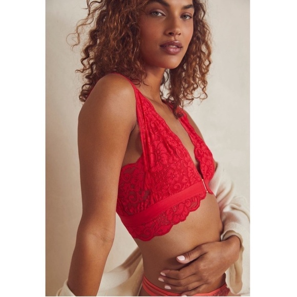We Are HAH “Got Ur Back” Lace Plunge Bra Red Size XL NWT - Picture 2 of 12
